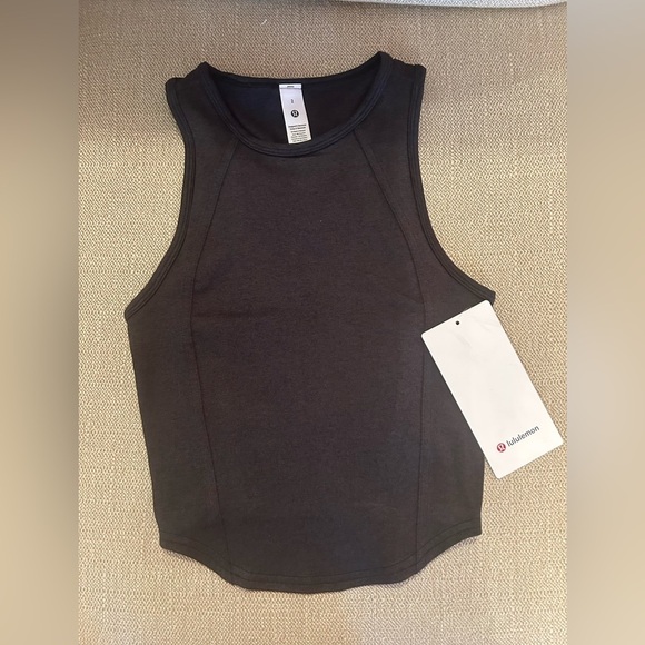 lululemon athletica Black Sueded Crewneck Cropped Tank Top - Picture 6 of 7